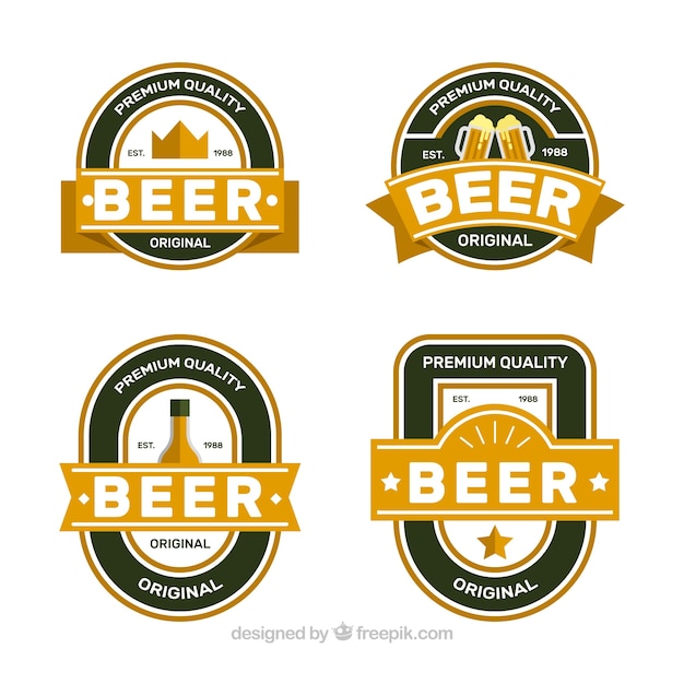 Pack of retro beer stickers | Free Vector