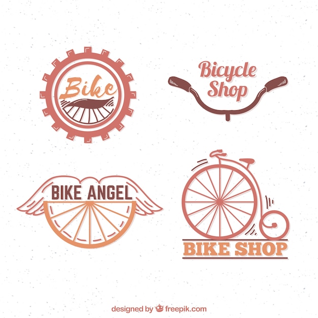Download Pack of retro bicycle logos | Free Vector