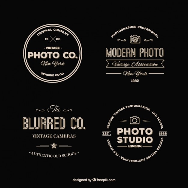 Free Vector | Pack of retro photography logos