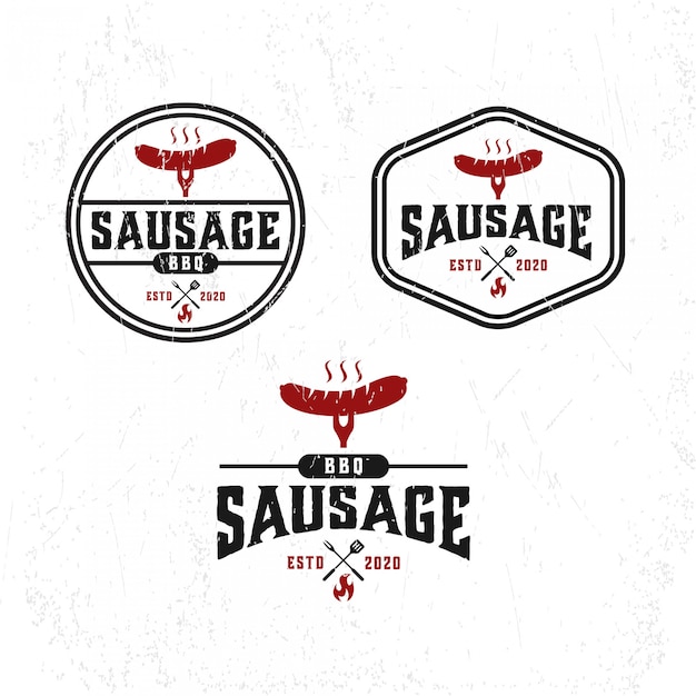Download Free Pack Of Sausage Barbecue Logo With A Modern Vintage Style Use our free logo maker to create a logo and build your brand. Put your logo on business cards, promotional products, or your website for brand visibility.