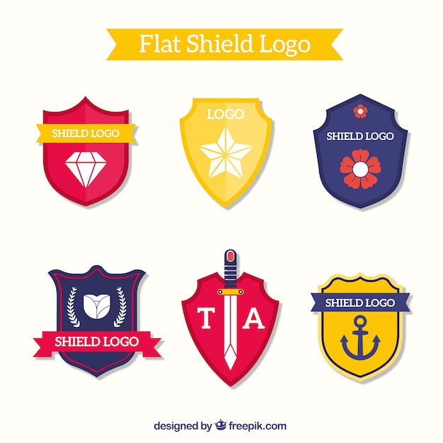 Download Free Vector | Pack of shield-shaped logos