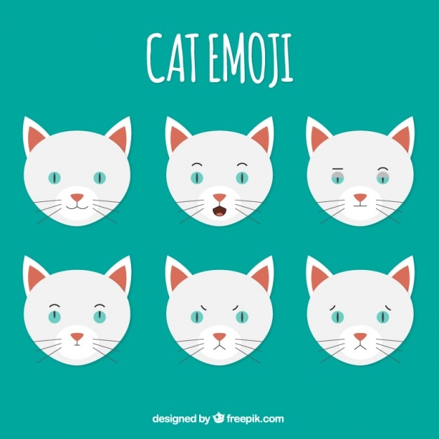 Download Pack of six cat emojis | Free Vector