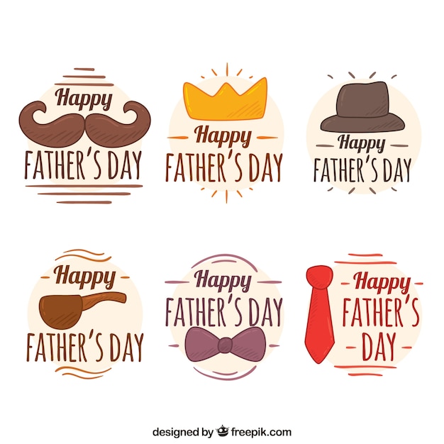 Free Vector | Pack of six decorative stickers for father's day