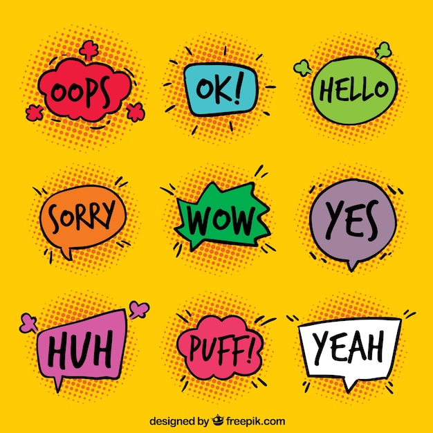 Pack of speech bubbles with expressions Vector | Free Download