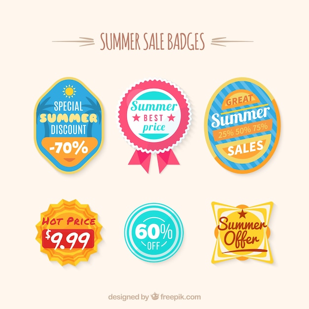 Download Pack of summer badges | Free Vector
