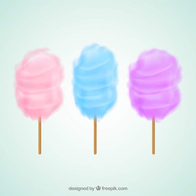 Pack of three colored cotton candy Vector | Free Download