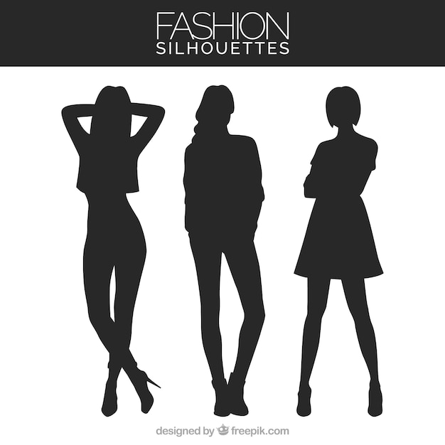 Download Free Vector | Pack of three models silhouettes