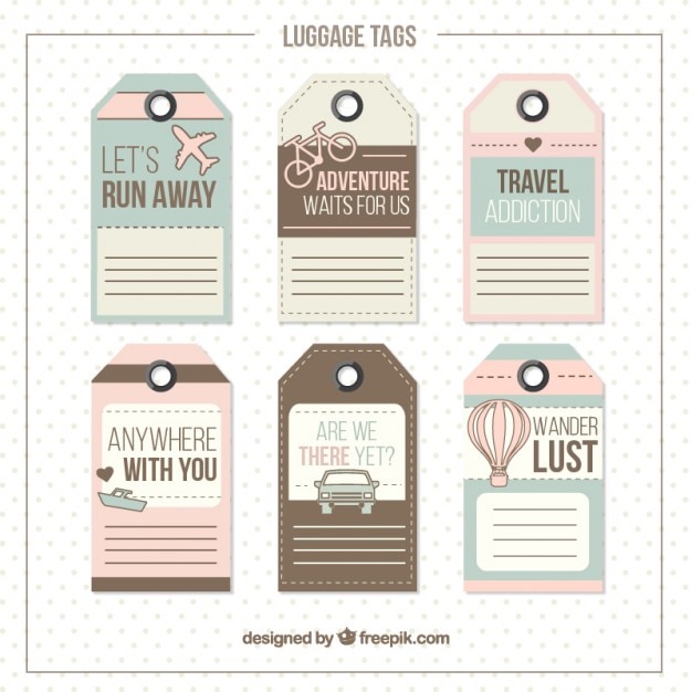 Download Free Vector | Pack of trip tags in pastel tones