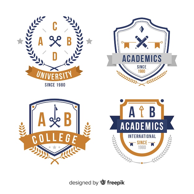 Download Free Pack Of University Logos In Flat Style Free Vector Use our free logo maker to create a logo and build your brand. Put your logo on business cards, promotional products, or your website for brand visibility.