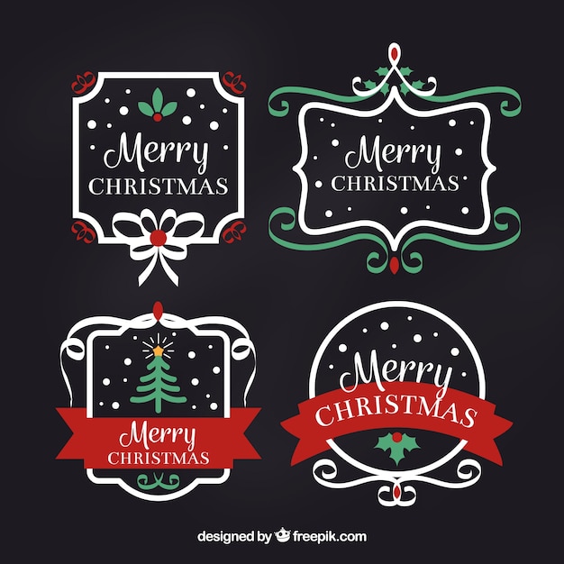 Download Free Vector | Pack of vintage christmas stickers