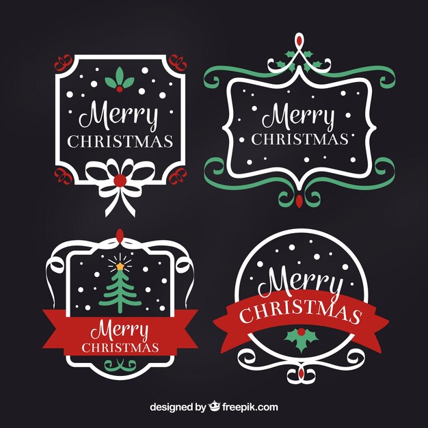 Download Free Vector | Pack of vintage christmas stickers