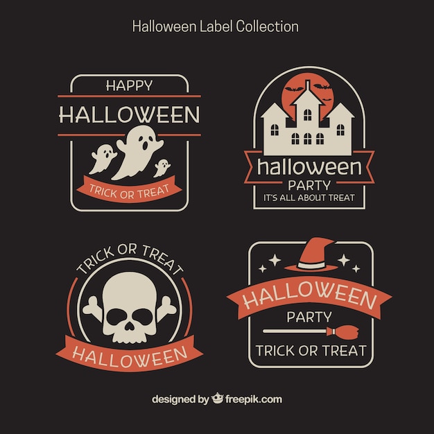 Download Pack of vintage halloween stickers | Free Vector