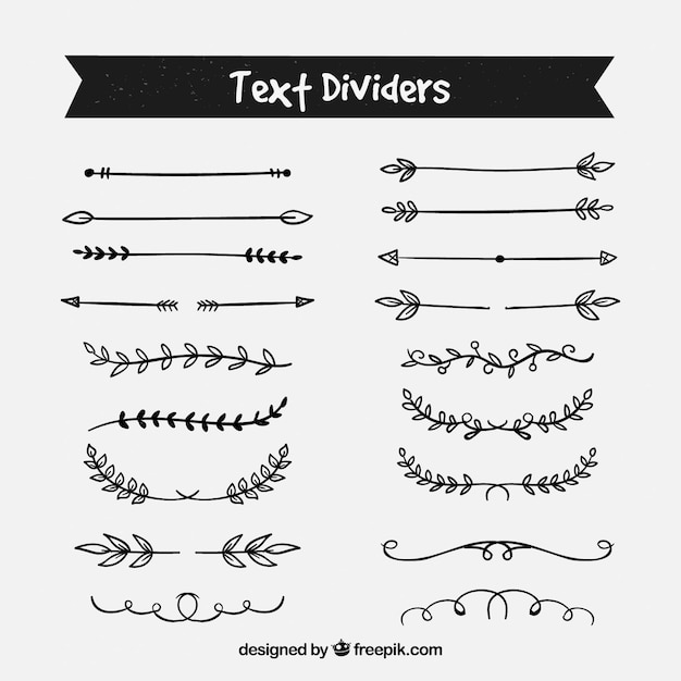Download Free Vector | Pack of vintage hand drawn text dividers