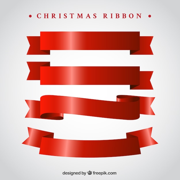 Pack of vintage red ribbons for christmas | Free Vector