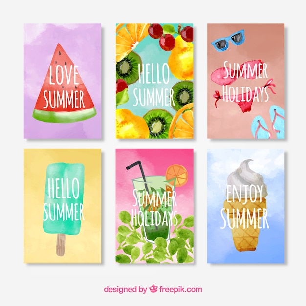 Pack watercolor summer cards