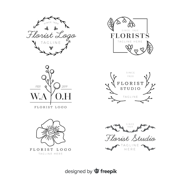 Free Vector | Pack of wedding florist logos