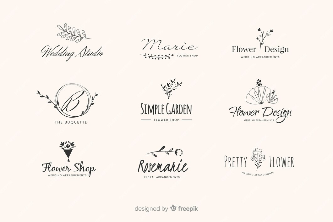 Premium Vector | Pack of wedding florist logos