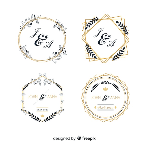 Download Pack of wedding monogram logos Vector | Free Download