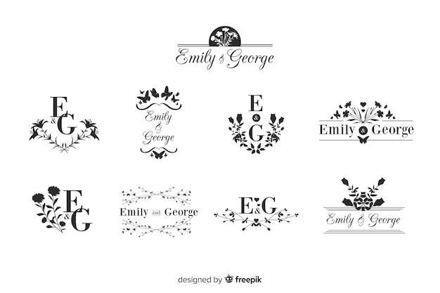 Download Pack of wedding monogram logos Vector | Free Download
