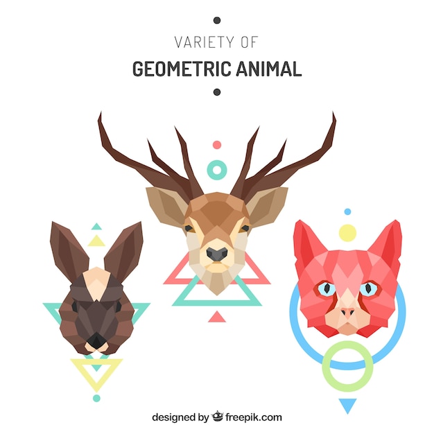 Download Free Vector | Pack of wild geometric animals