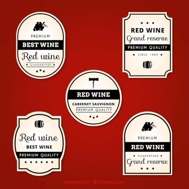 Free Vector | Pack of wine retro labels