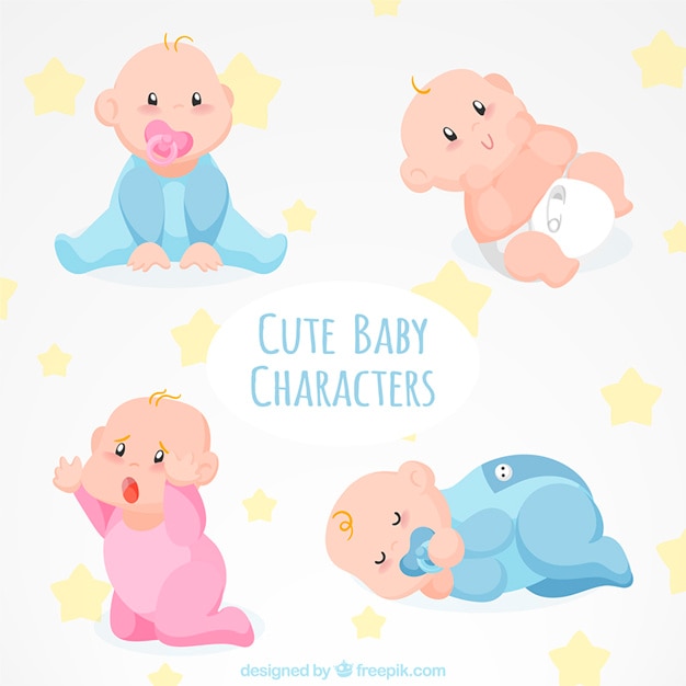 Download Pack with lovely baby | Free Vector