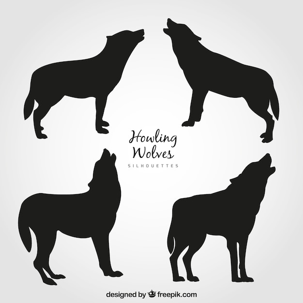 Download Pack of wolf silhouettes | Free Vector