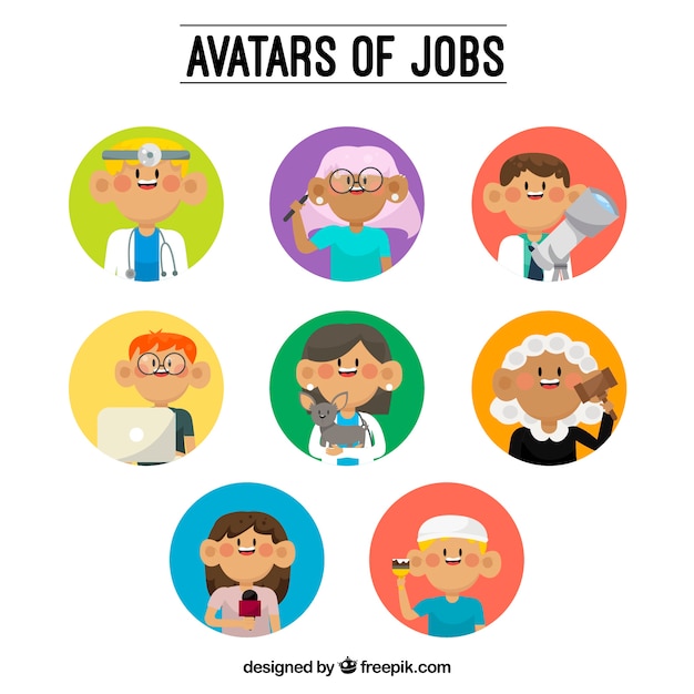 Download Pack of workers avatars with fun style | Free Vector