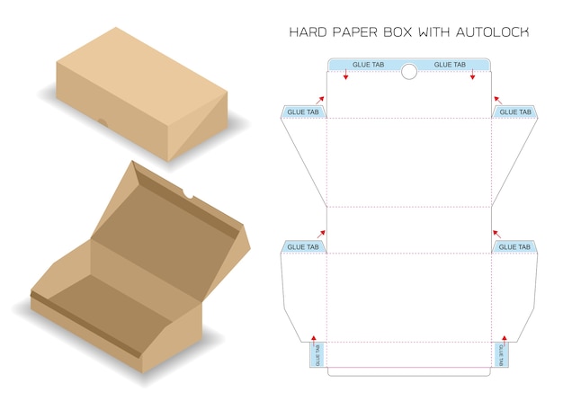 Download Package box die cut with 3d mock up with auto lock ...