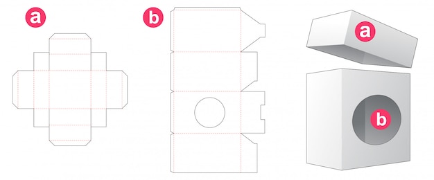 Download Packaging box with circle window and lid die cut template ...