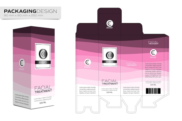 Packaging design template box layout for cosmetic product Premium Vector