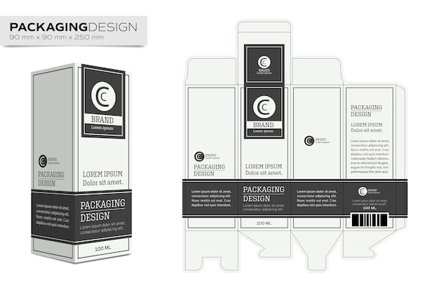 Premium Vector Packaging design template box layout for cosmetic product