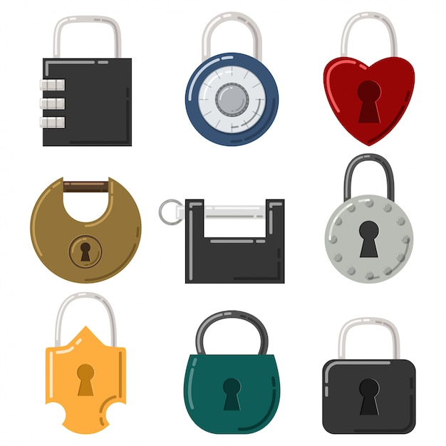 Premium Vector | Padlock vector cartoon set