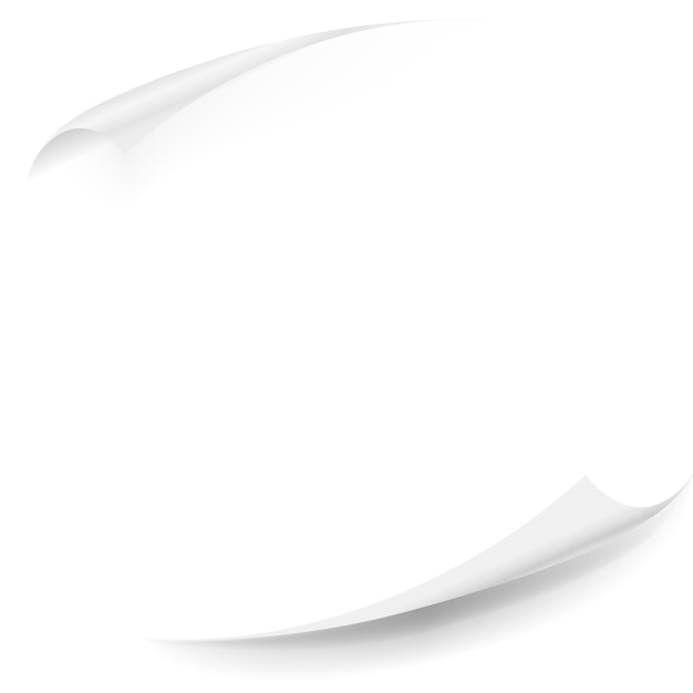 ページカール 白い背景の影と現実的な空白の明確なページカール シンプルな便箋テンプレートイラスト プレミアムベクター