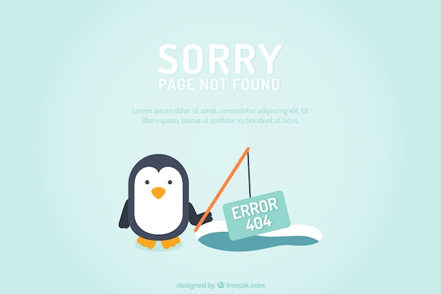 Free Vector | Page not found background with a penguin