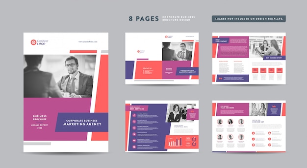 Pages business brochure design | annual report and company profile | booklet and catalog design template Premium Vector