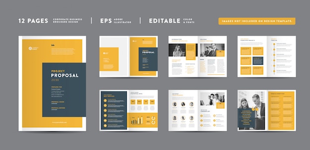 Pages business project proposal design | annual report and company brochure | booklet and catalog design Premium Vector