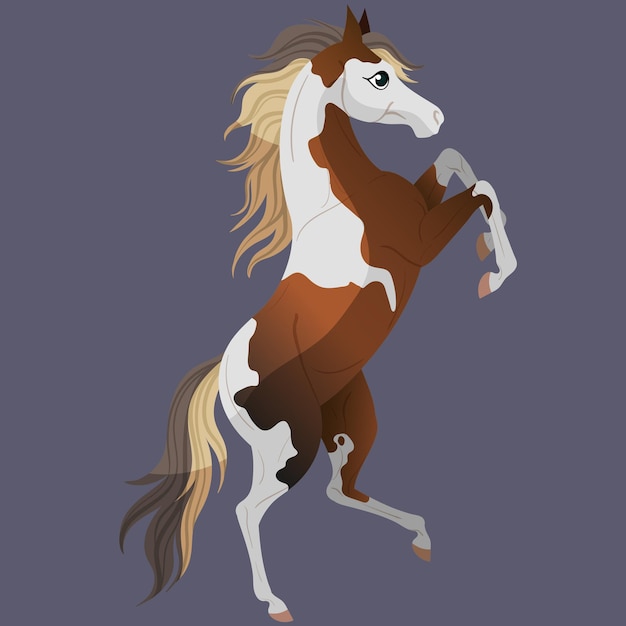 馬をペイントします 後ろ足で立っています 子供のイラストのかわいい馬のキャラクター プレミアムベクター