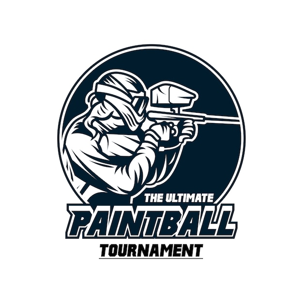 Paintball tournament logo template badge | Premium Vector