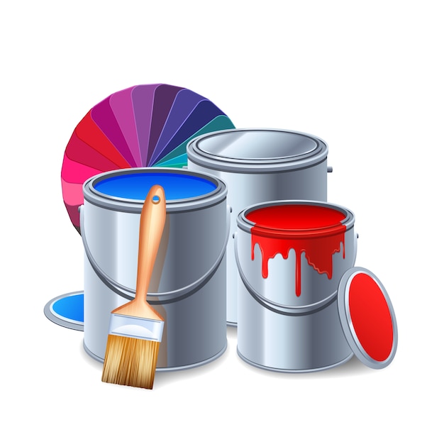 Free Vector Painting tools and equipment realistic composition with