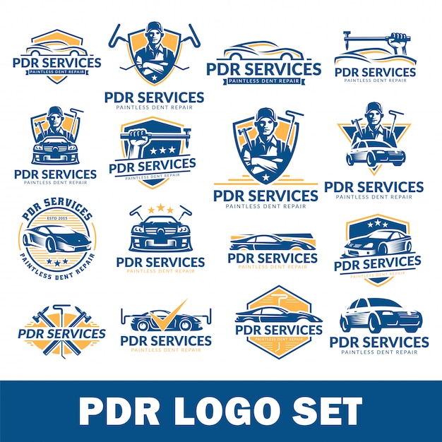 Paintless dent repair logo set, pdr service logo pack, collection ...