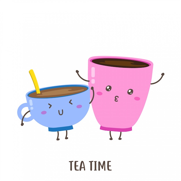 Premium Vector Pair of cute happy tea in a cup vector design