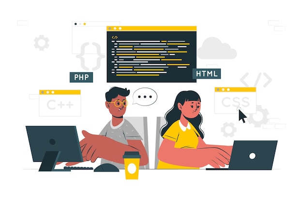 Pair programming concept illustration Free Vector