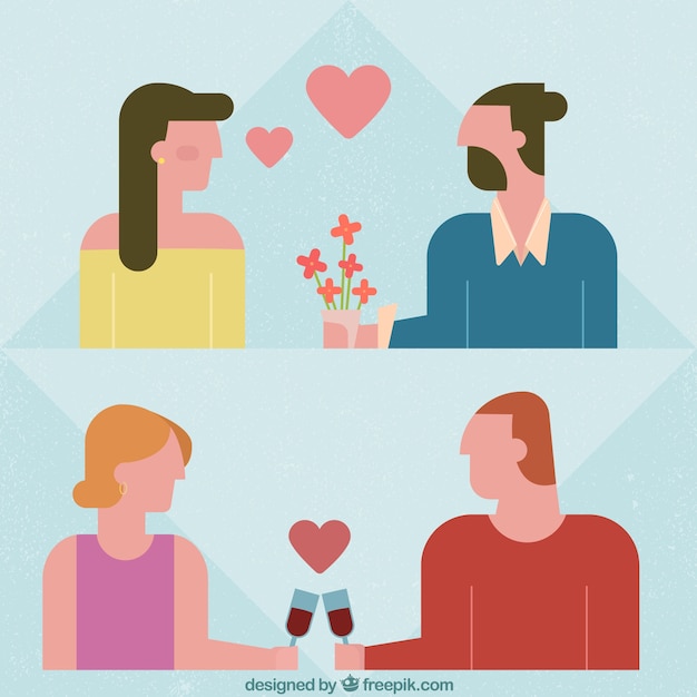 Download Free Vector | Pair of romantic couples in minimalist style