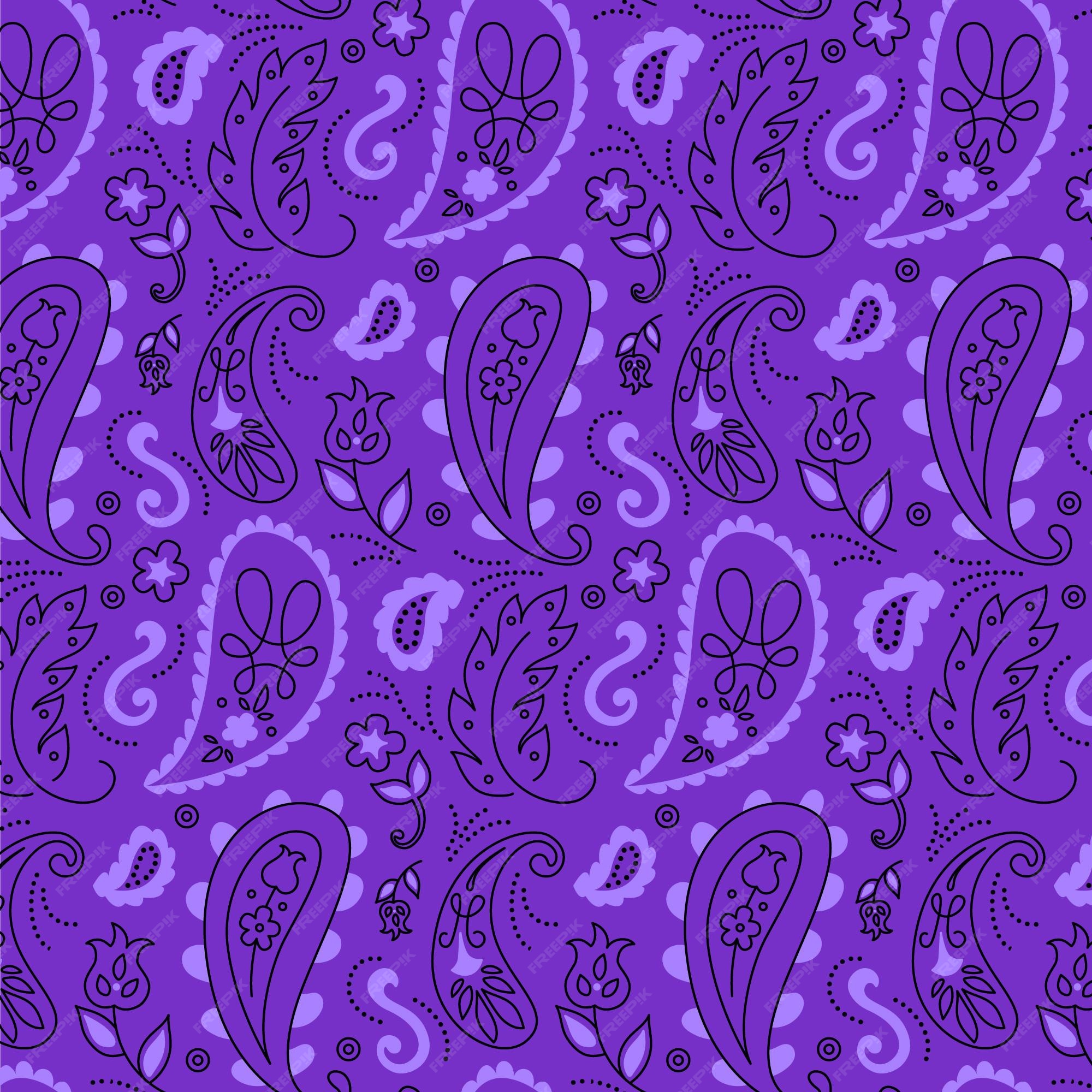 Premium Vector Paisley bandana purple toned pattern