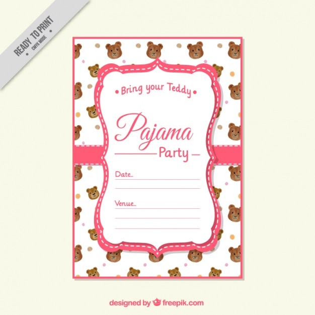 free-vector-pajama-party-invitation-with-bear