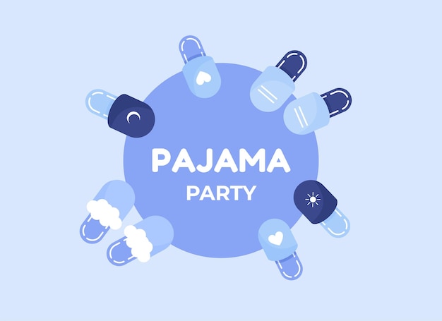 Premium Vector Pajama Party Poster Or Banner With Slippers In Flat Design