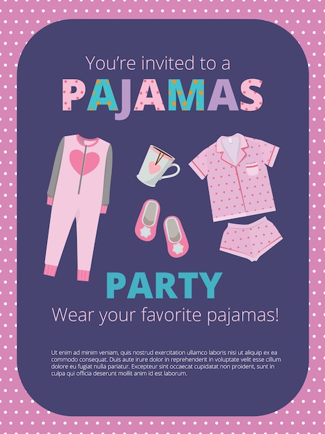 Premium Vector | Pajama party poster. night party kids and parents ...
