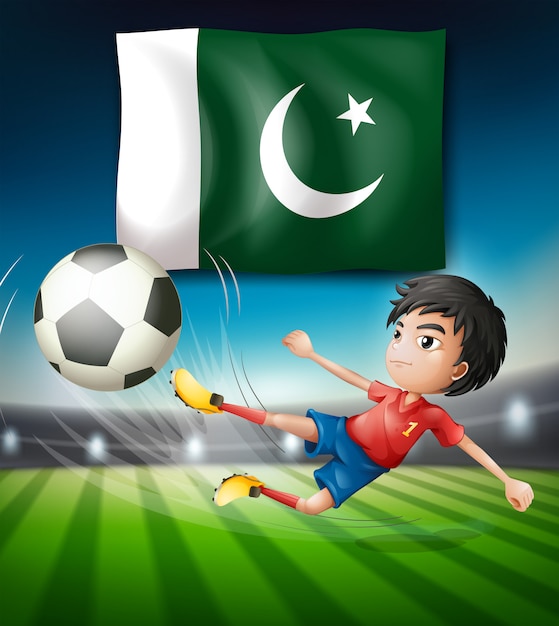 パキスタンの国旗とサッカー選手 無料のベクター