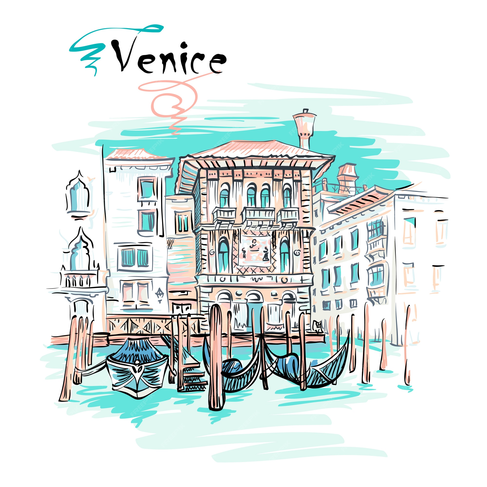 Premium Vector | Palazzo on the grand canal, venice, italia